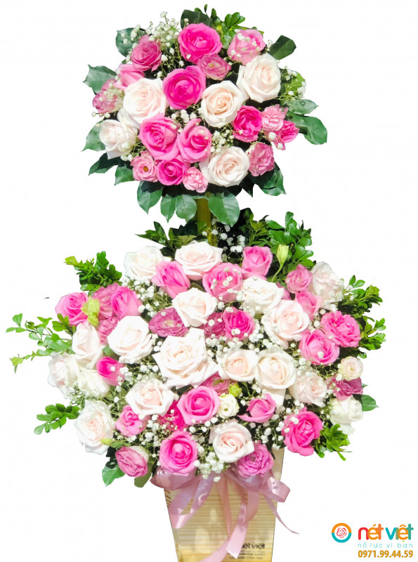 Hộp hoa chúc mừng 2 tầng