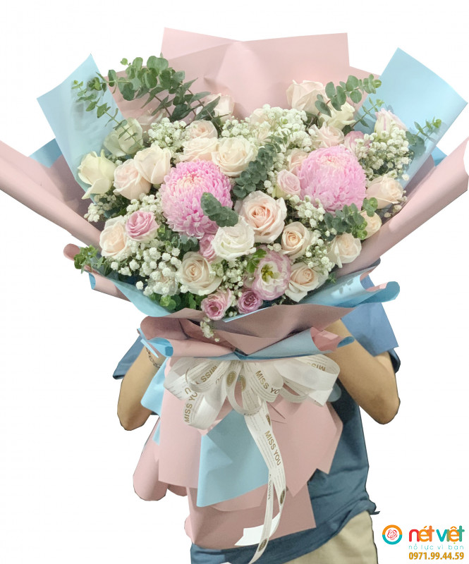 Bó hoa mẫu đơn hồng