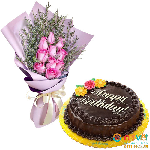 Pink Roses with Chocolate Chiffon Cake