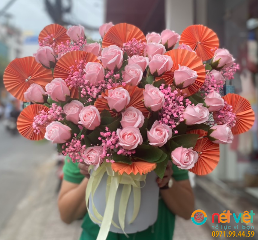 Hộp hoa hồng sáp thơm - hồng phấn