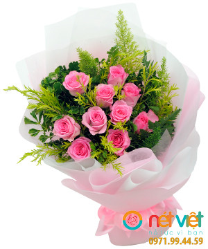 Bó hoa hồng giá rẻ -Bó hoa này được tạo nên từ những bông hoa hồng sen tươi tắn và đẹp mắt