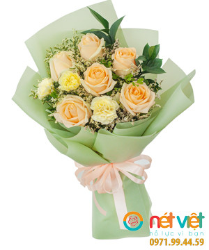 Bó hoa giá rẻ tặng sinh nhật hoa hồng mỡ gà (chỉ sale chi nhánh Bình Thạnh)