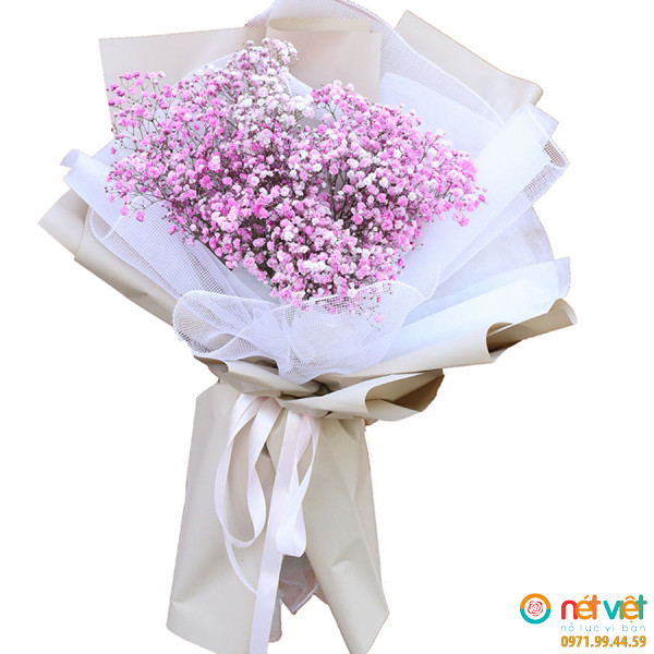 Bó hoa giá rẻ tặng sinh nhật hoa baby hồng