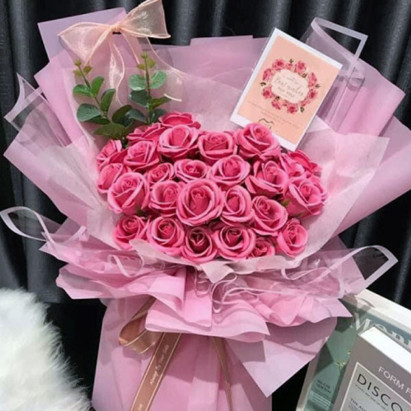 Bó hoa hồng sáp ( khách tùy chọn màu hồng – đỏ – xanh – vàng – cam — tùy ý )