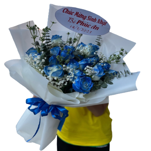 Bó hồng xanh nước biển
