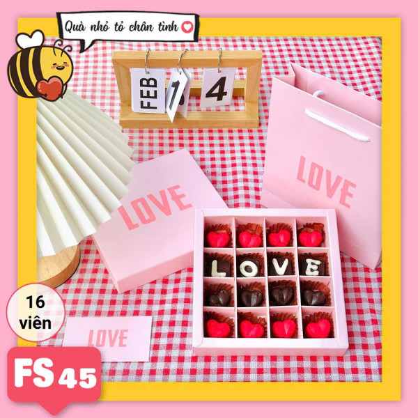 Hộp socola valentine vuông FS45 16 viên (Chỉ ship TpHCM)