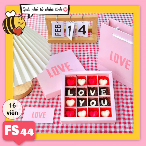 Hộp socola valentine vuông FS44 16 viên (Chỉ ship TpHCM)