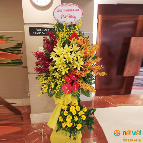 lẵng hoa khai trương ở Thanh Trì Hà Nội