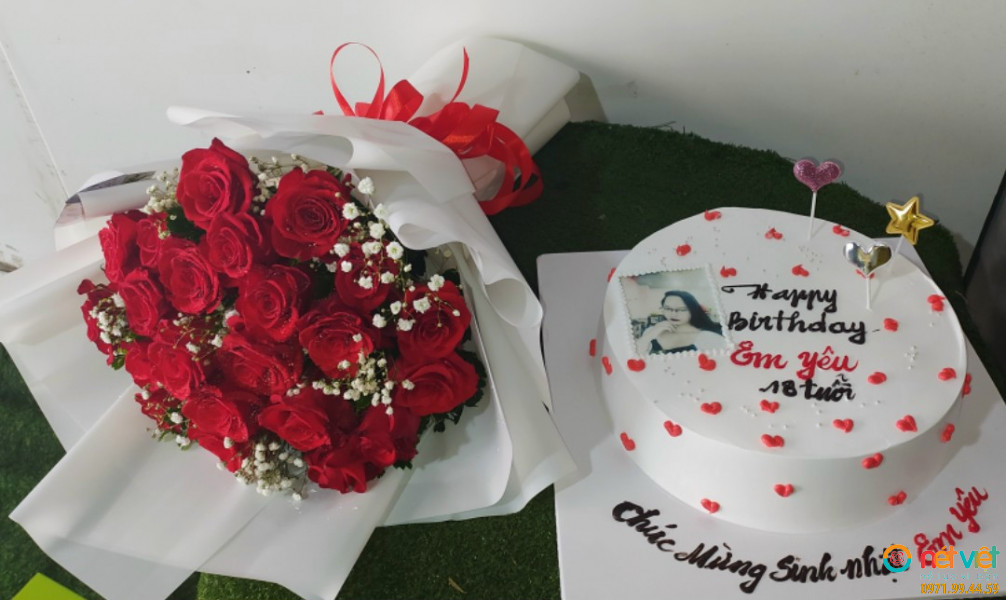 Hoa & bánh mừng sinh nhật em yêu
