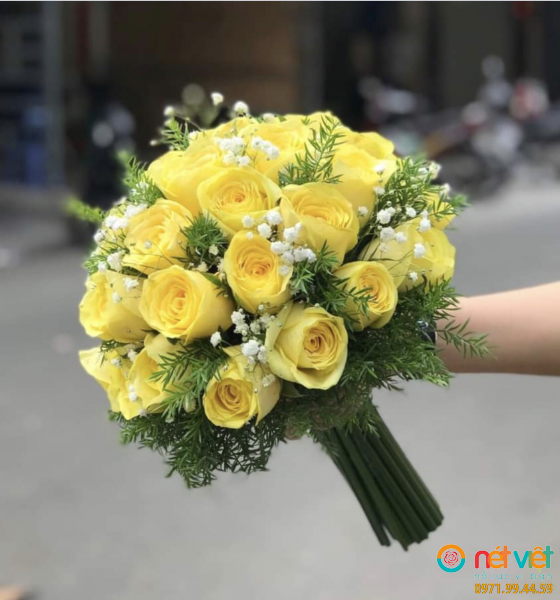 Bó hoa cưới hồng vàng