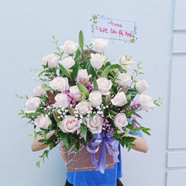 giỏ hoa nhỏ mừng khai trương ở Điện Bàn Quảng Nam