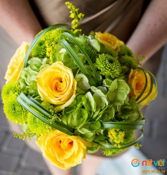 Sự hài hòa giữa màu xanh lá và màu vàng của sắc hoa.