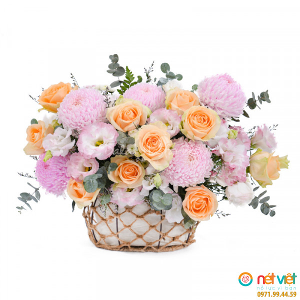 Giỏ hoa mẫu đơn khi nhắc đến mẫu đơn, người ta thường nghĩ đến sự giàu sang, phú quý