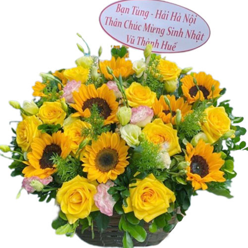 Giỏ hoa hướng dương & cát tường