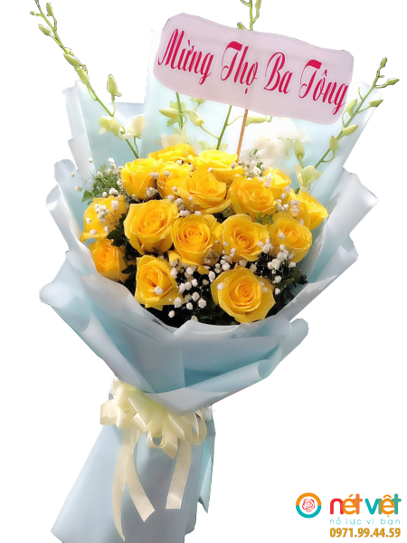 Bó hoa hồng vàng thể hiện lòng kính trọng