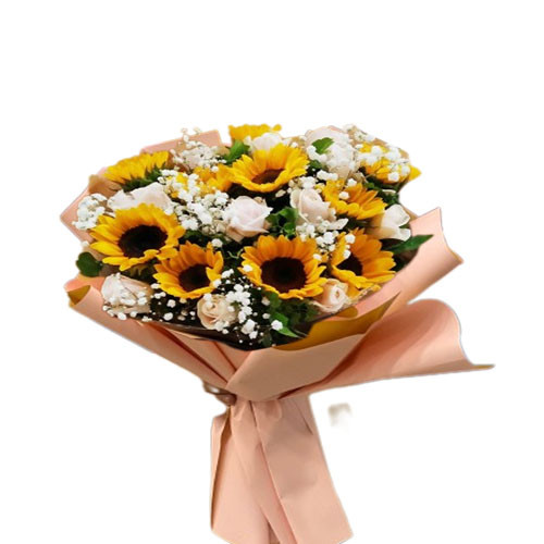 Hoa hồng kem & hướng dương