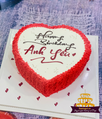 Bánh cưới – bánh kỷ niệm : Bánh kem sinh nhật đỏ sang trọng tặng bạn gái người  yêu tặng vợ