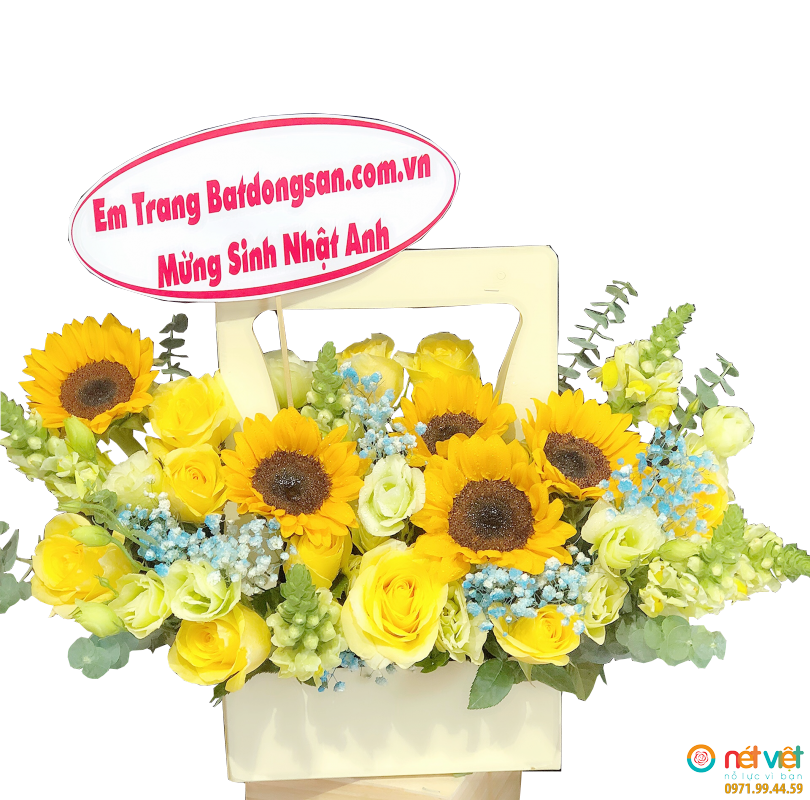 Giỏ hoa vàng rực rỡ mừng sinh nhật