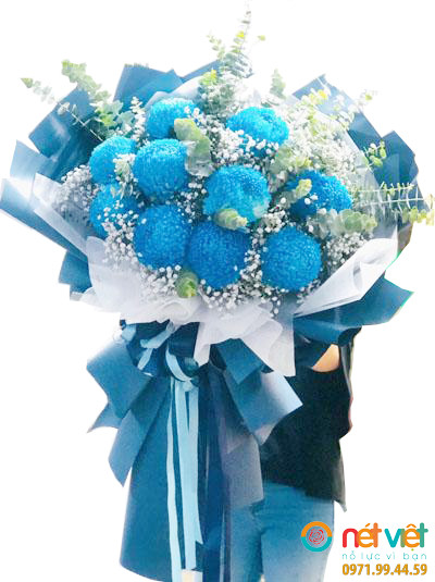 Bó hoa mẫu đơn màu xanh dương