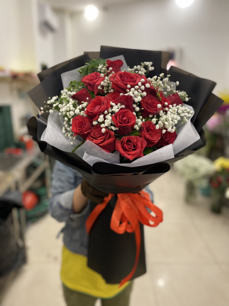 Bó hoa hồng đơn giản , yêu kiều mơ mộng - Grap