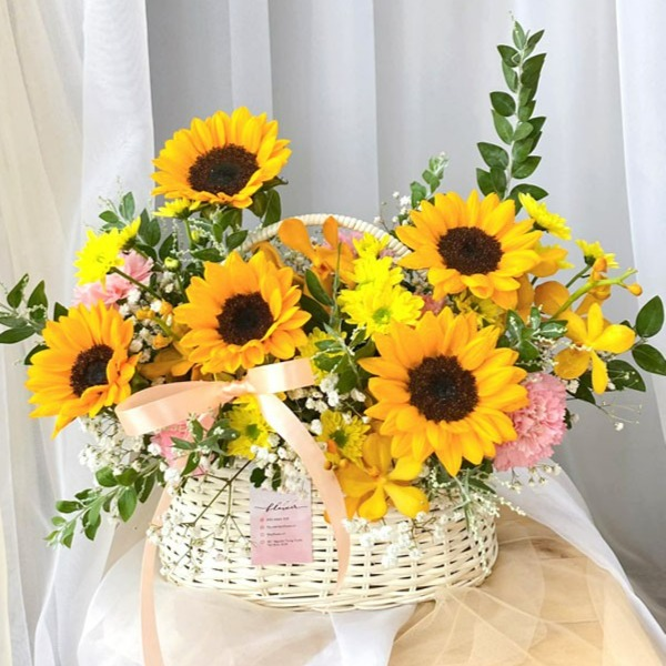 Giỏ hoa hướng dương đơn giản , thiết kế nhanh Grap