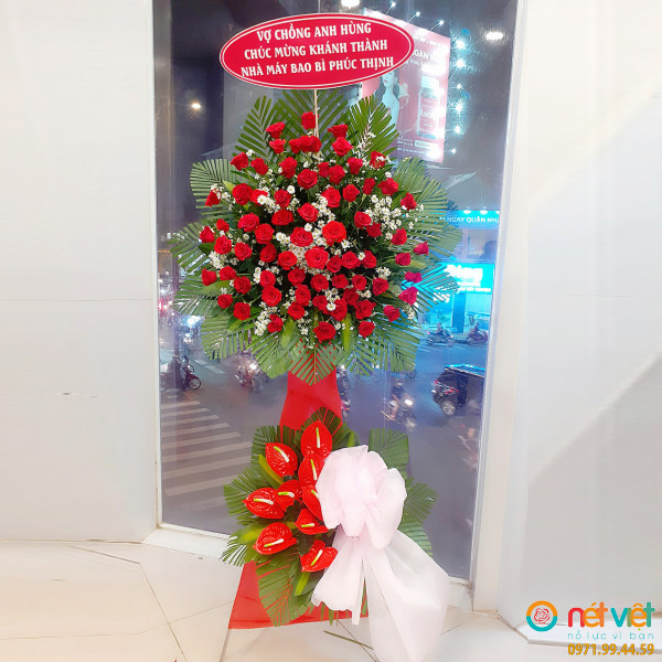 Tiệm hoa tươi Bình Thạnh, kệ hoa chúc mừng hồng phát