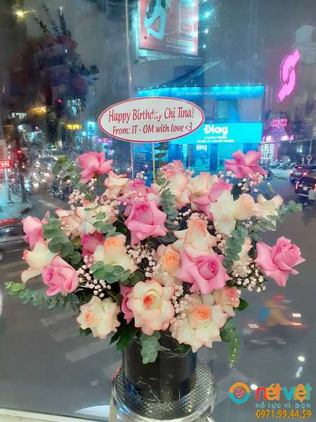 Hoa tươi quận Bình Thạnh, Giỏ hoa màu Pastel ngọt ngào