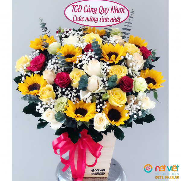 Hoa tươi quận Bình Thạnh, Giỏ hoa chúc mừng hồng phát