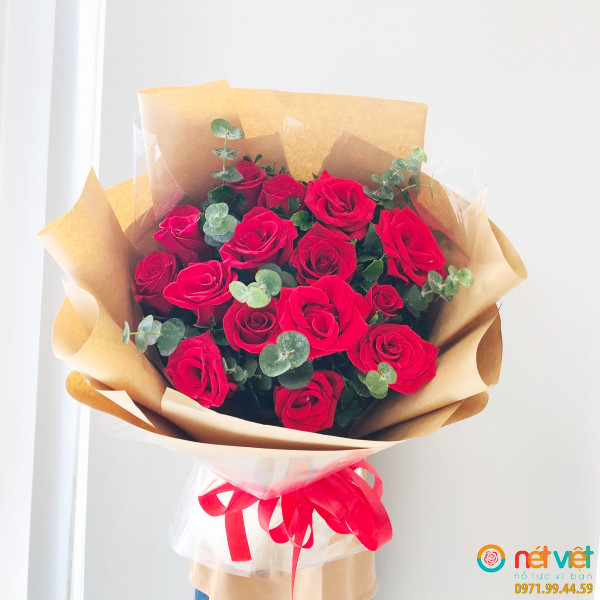 Hoa tươi giá rẻ Bình Thạnh - bó hoa hồng đỏ yêu em